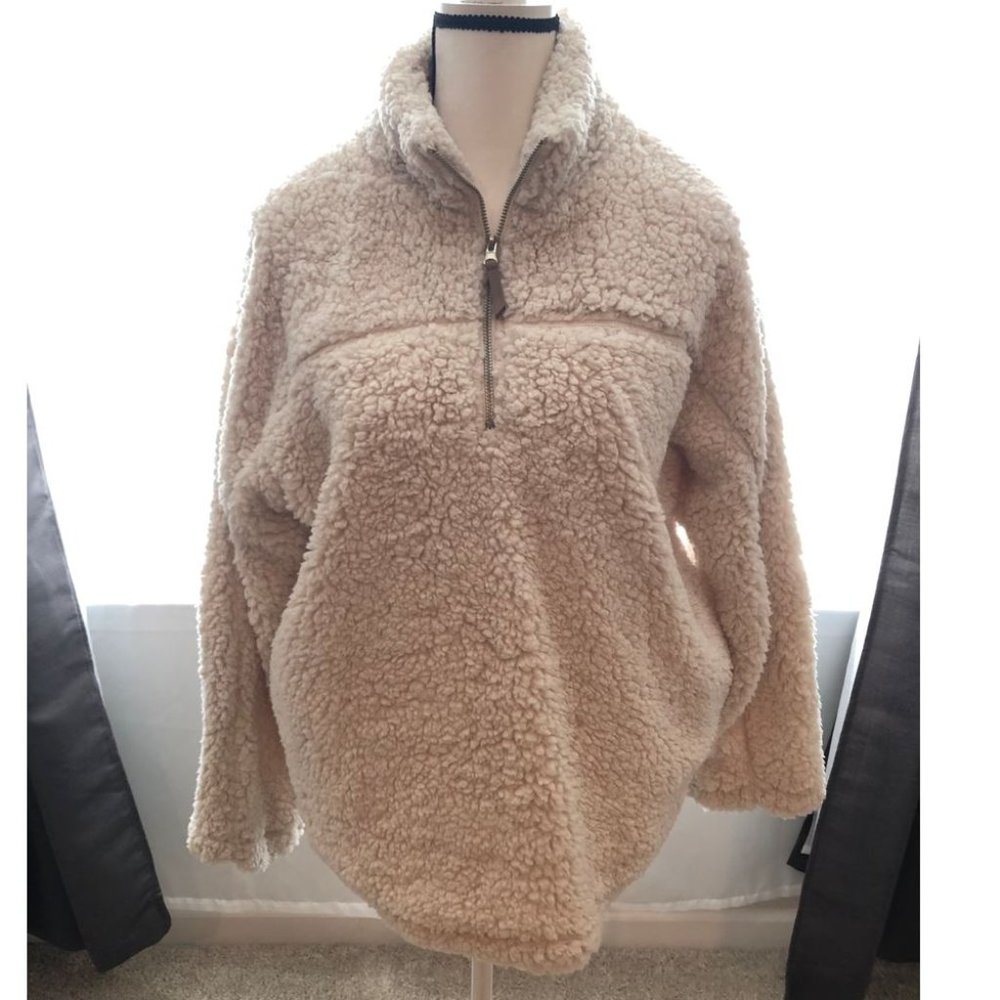 Elodie Half Zip Faux Shearling Pullover NWOT